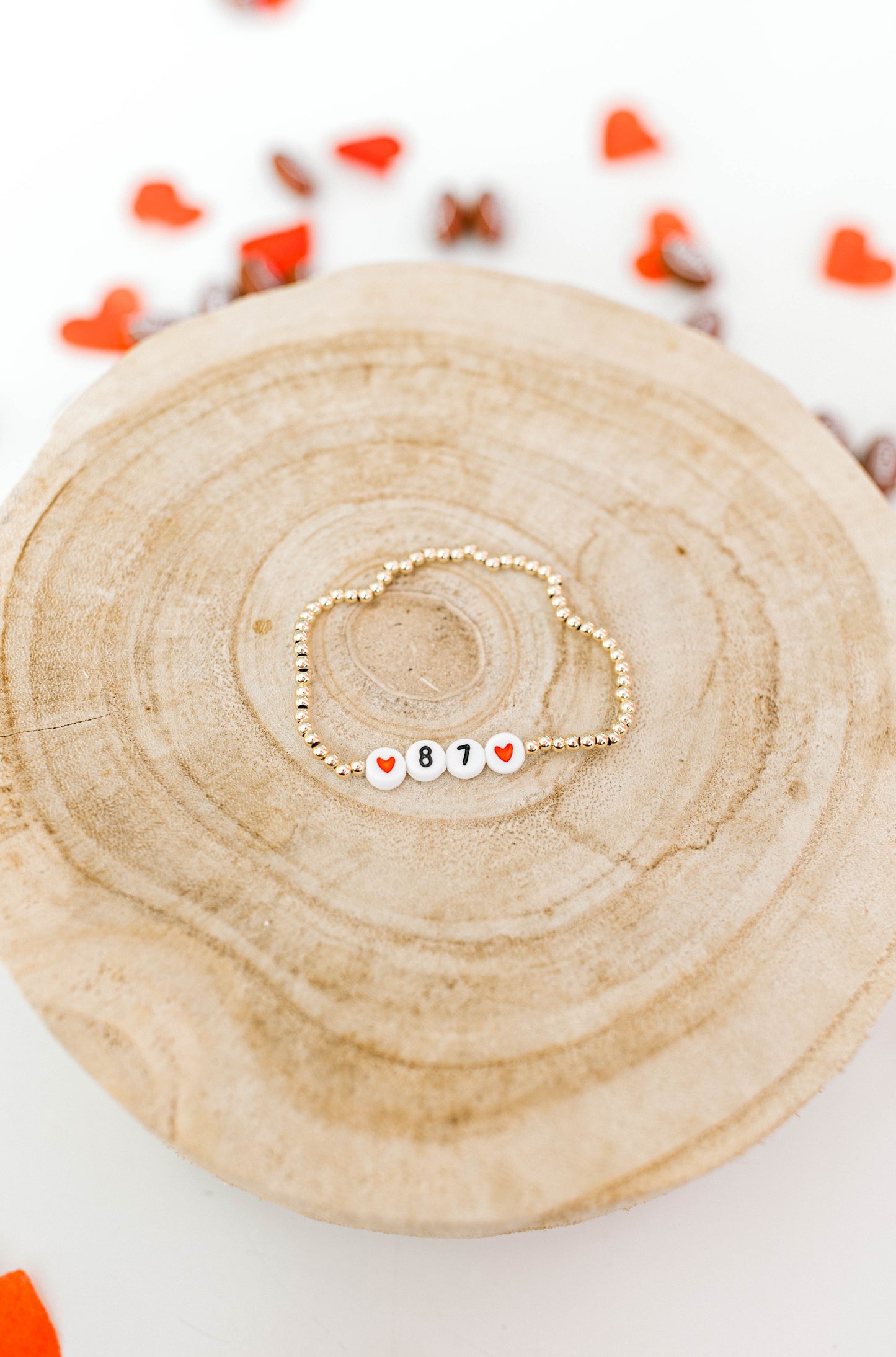 Back-to-back Super Bowl champs so we're basically always in our Super Bowl Era as Chiefs fans over here!! These sporty and cute bracelets include 3mm 14k gold filled beads and white/black letter beads.