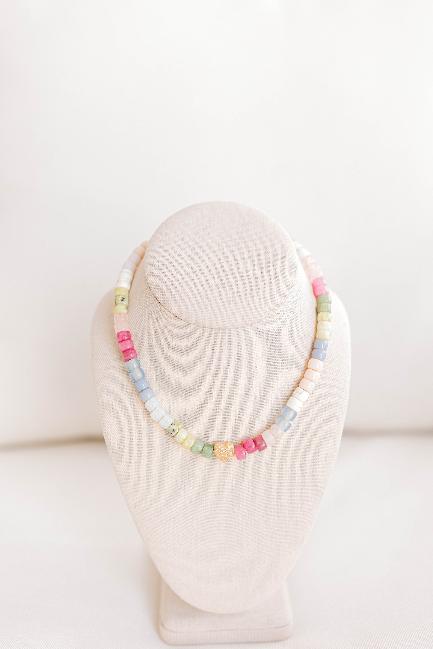 This beautiful necklace is made with forte gemstones and 18k gold filled stardust spacer beads that are strung on lurex cord with an adjustable sliding knot. This necklace can be personalized with 18k gold filled stardust letters and/or heart beads. If you want to add letter beads, please put what letter beads you would like with your necklace in the personalization box. Any custom features no listed in the bead options, please also put in the personalization box.