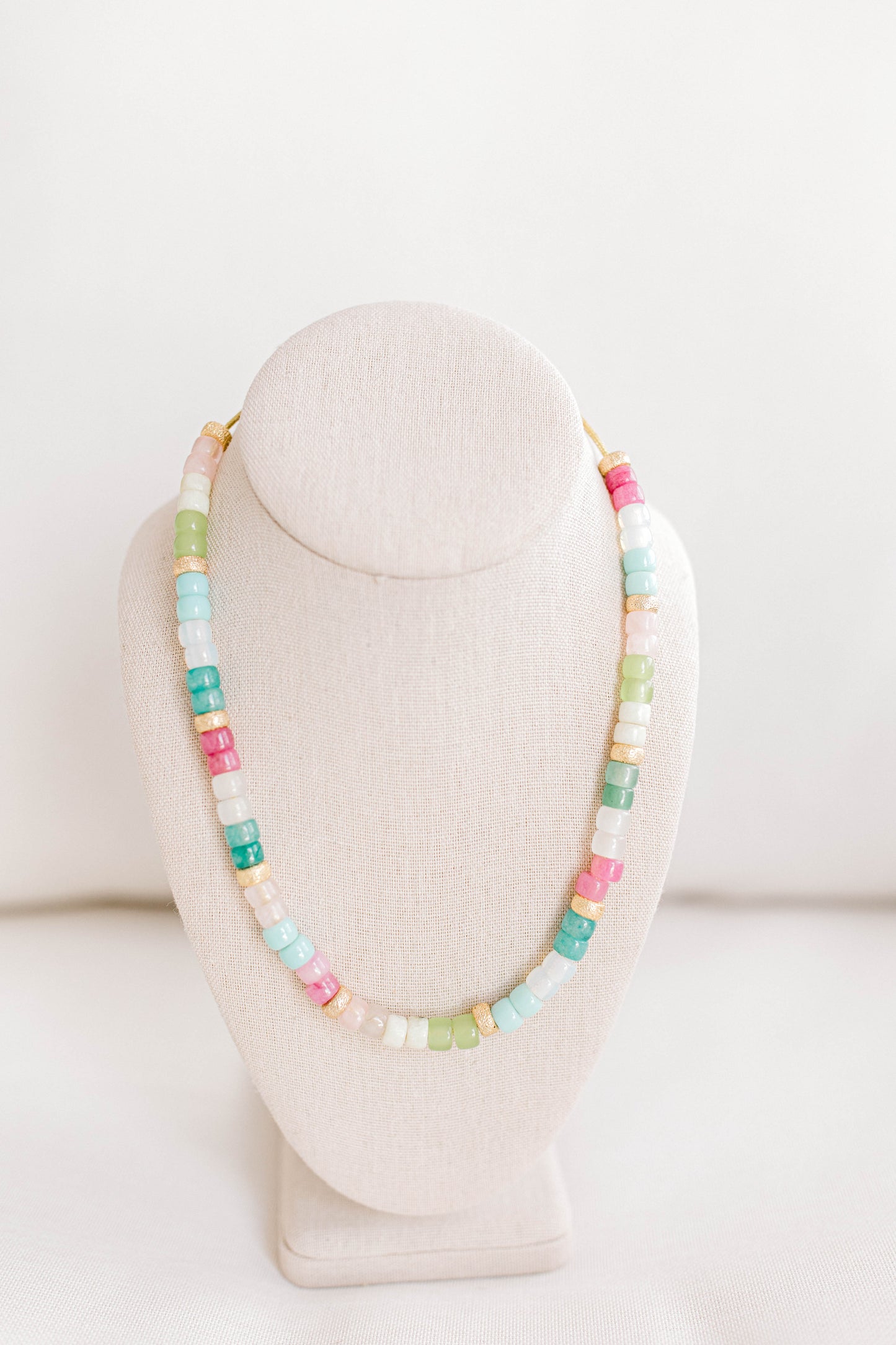 This beautiful necklace is made with forte gemstones and 18k gold filled stardust spacer beads that are strung on lurex cord with an adjustable sliding knot. This necklace can be personalized with 18k gold filled stardust letters and/or heart beads. If you want to add letter beads, please put what letter beads you would like with your necklace in the personalization box. Any custom features no listed in the bead options, please also put in the personalization box.
