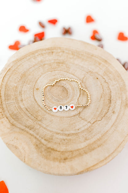 Back-to-back Super Bowl champs so we're basically always in our Super Bowl Era as Chiefs fans over here!! These sporty and cute bracelets include 3mm 14k gold filled beads and white/black letter beads.
