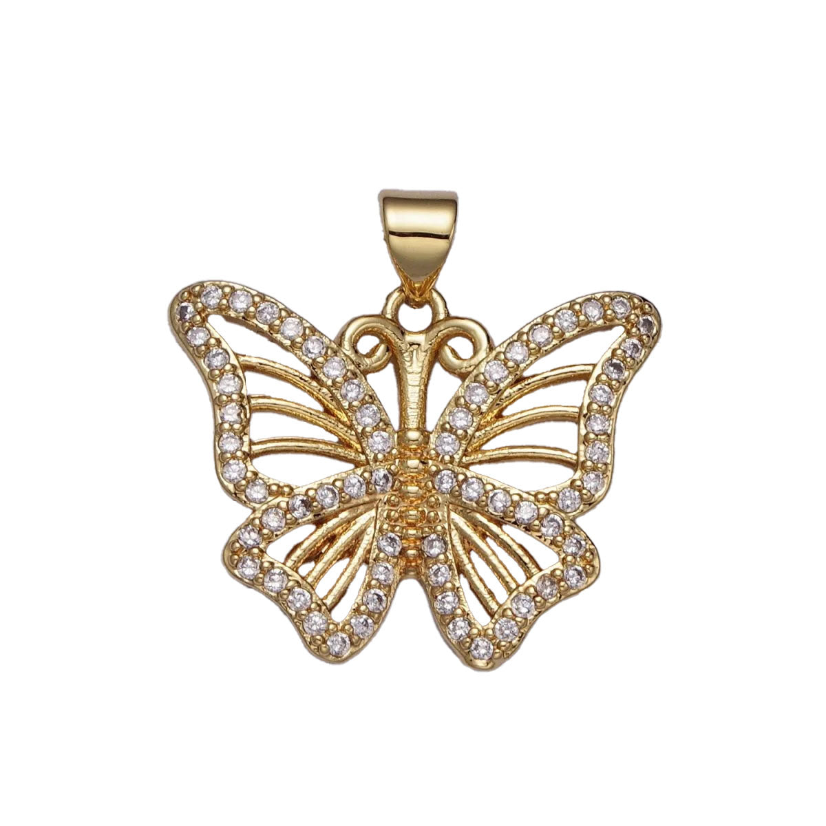 A 14k gold filled butterfly with diamond accents charm made perfectly for your custom made Pearly Pie charm necklace.