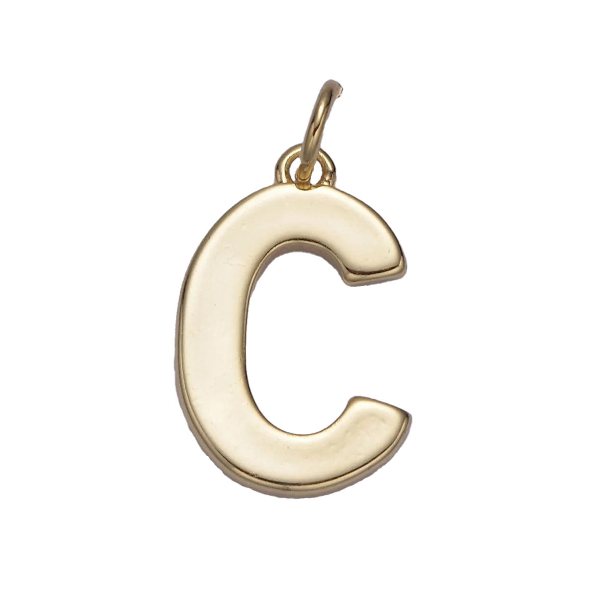 A simple 14k gold filled minimalist "C" charm for your perfect custom made charm necklace.