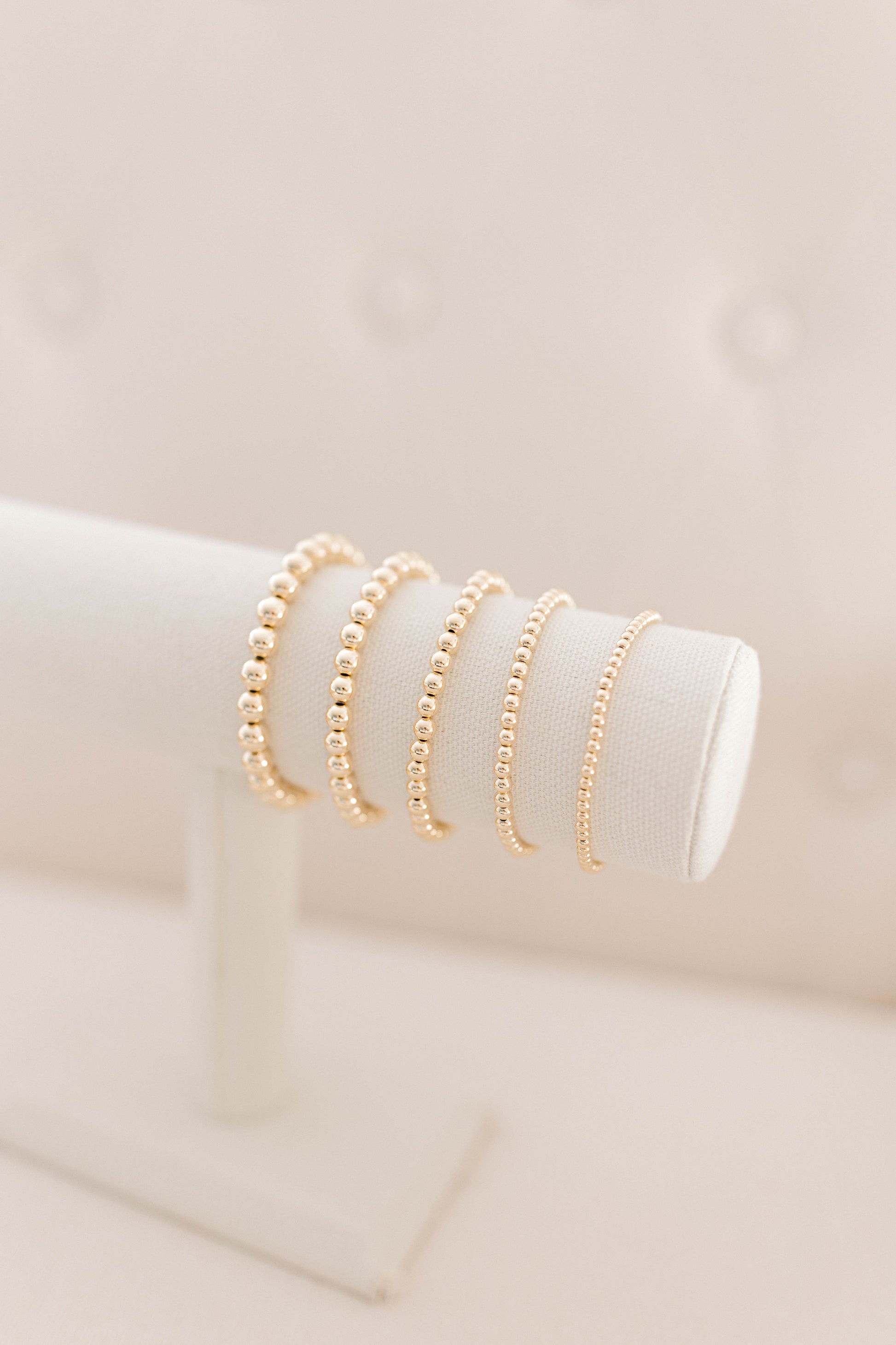 Beautiful, dainty, and perfect for stacking! These bracelets can easily take you from your work out to a night out! Hand strung with love on durable, stretchy elastic with all materials proudly made in the USA.
* 14k gold filled beads or .925 sterling silver
* 3mm, 4mm, 5mm, 6mm, and 7mm options