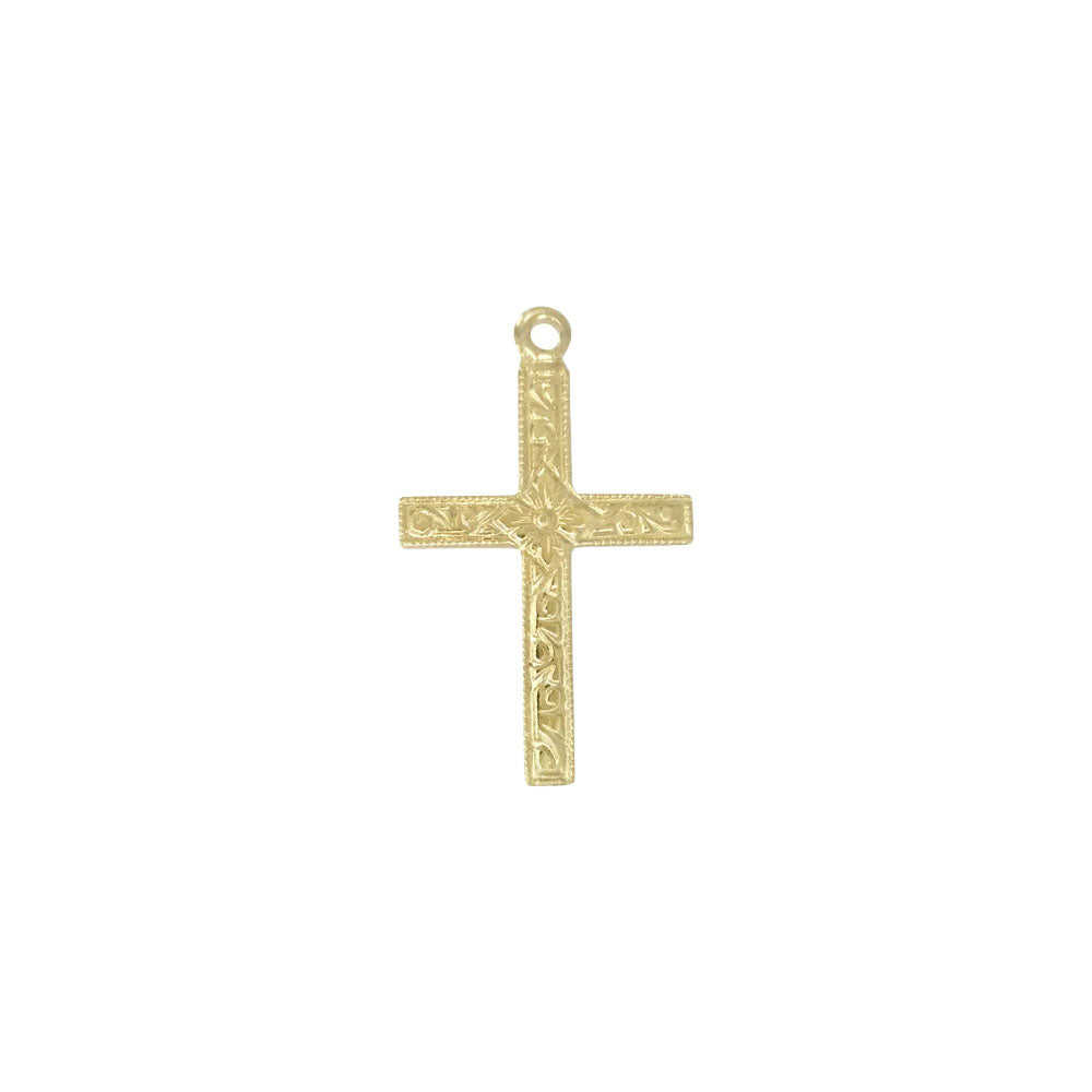 A simple 14k gold filled detailed cross charm for your perfect custom made charm necklace.