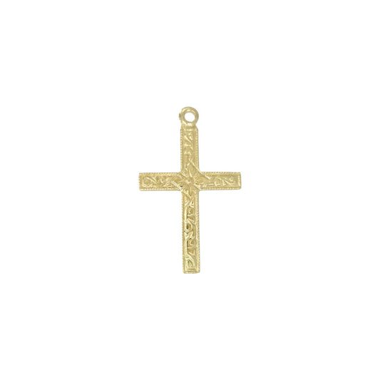 A simple 14k gold filled detailed cross charm for your perfect custom made charm necklace.