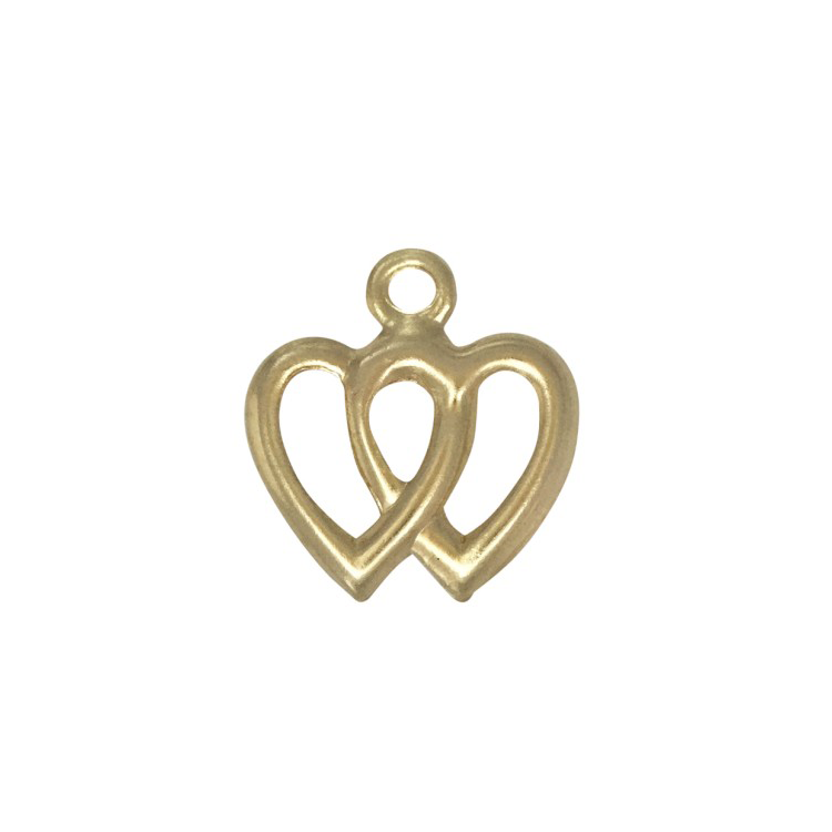 A 14k gold filled double heart charm made perfectly for your custom made Pearly Pie charm jewelry.