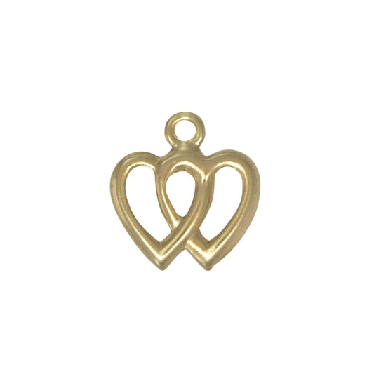 A 14k gold filled double heart charm made perfectly for your custom made Pearly Pie charm jewelry.