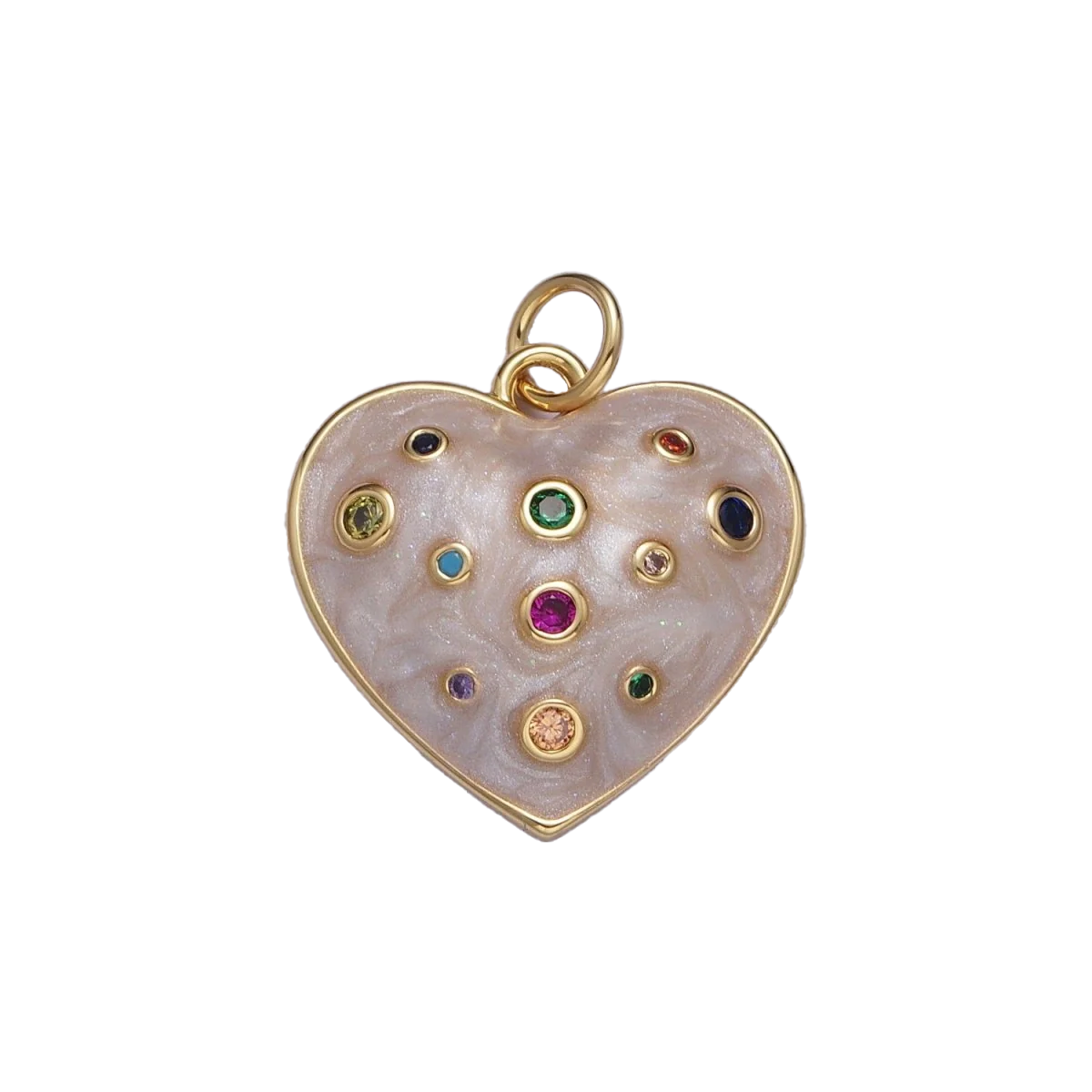 A 14k gold filled enamel heart charm made perfectly for your custom made Pearly Pie charm jewelry.