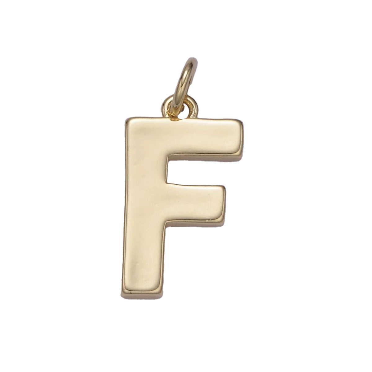 A simple 14k gold filled minimalist "F" charm for your perfect custom made charm necklace.