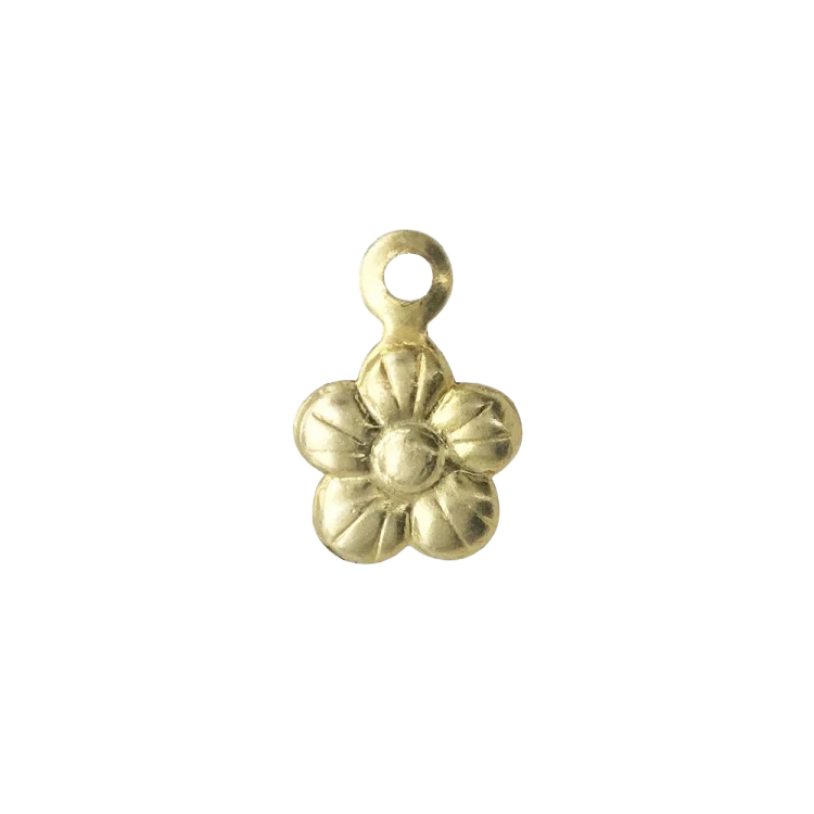 A 14k gold filled puffy flower charm made perfectly for your custom made Pearly Pie charm jewelry.