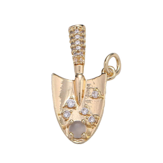 A 14k gold filled garden shovel charm made perfectly for your custom made Pearly Pie charm necklace.