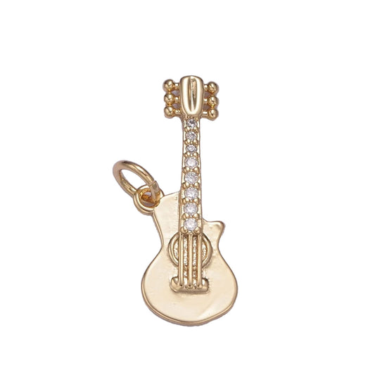 A 14k gold filled guitar charm made perfectly for your custom made Pearly Pie charm necklace.