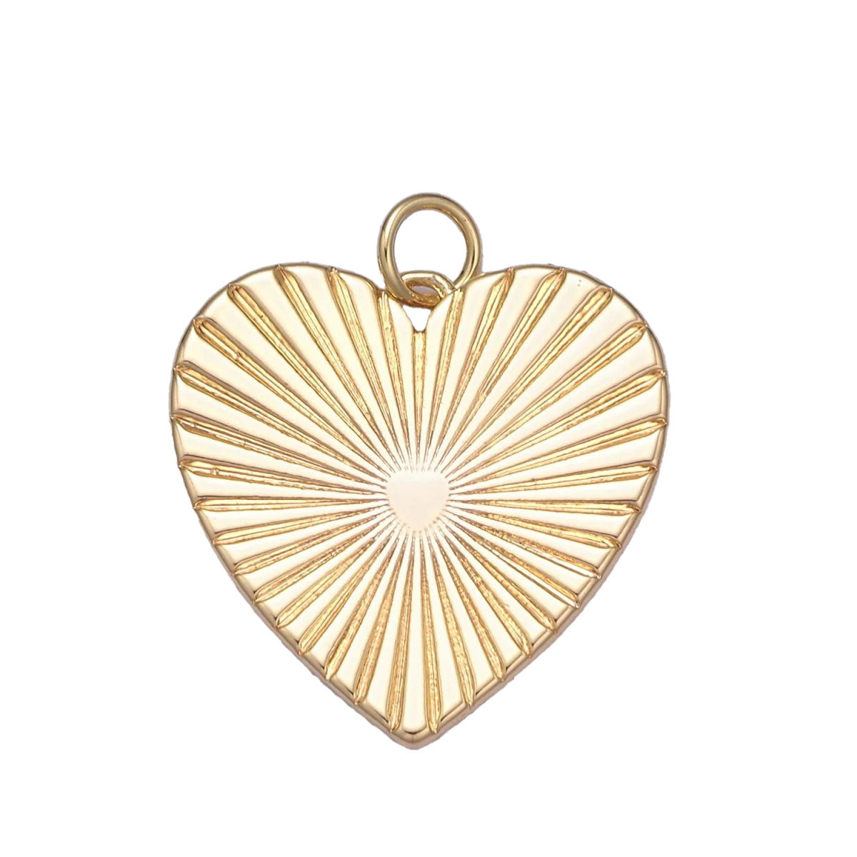 A 14k gold filled heart sunburst charm made perfectly for your custom made Pearly Pie charm necklace.