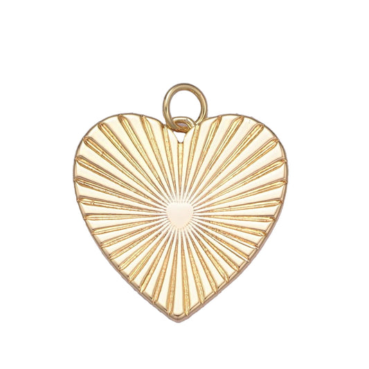 A 14k gold filled heart sunburst charm made perfectly for your custom made Pearly Pie charm necklace.