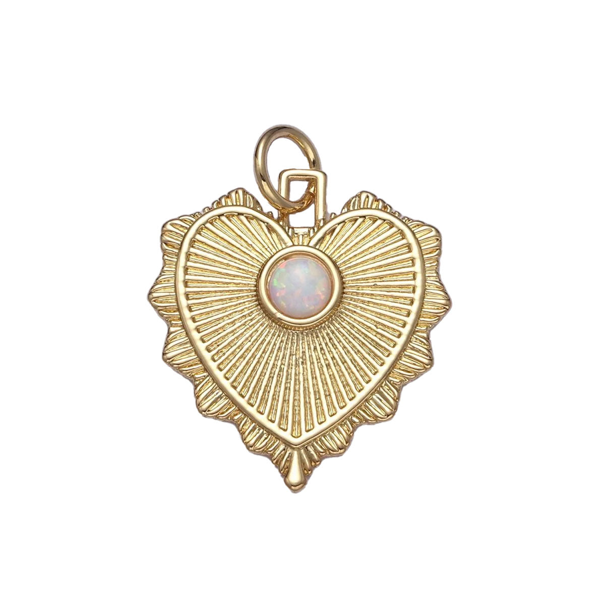 A 14k gold filled heart with opal charm made perfectly for your custom made Pearly Pie charm necklace.