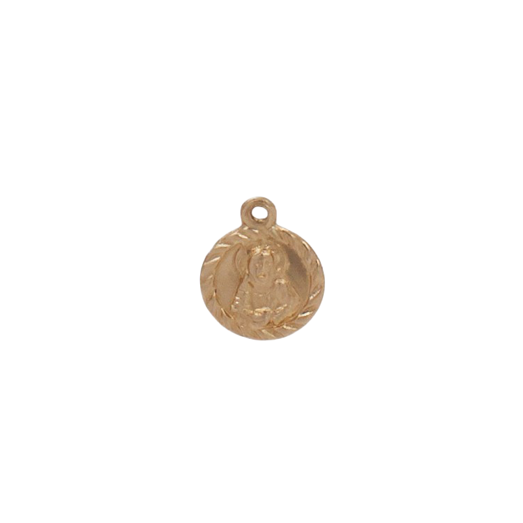 A 14k gold filled Jesus Medallion charm made perfectly for your custom made Pearly Pie charm jewelry.