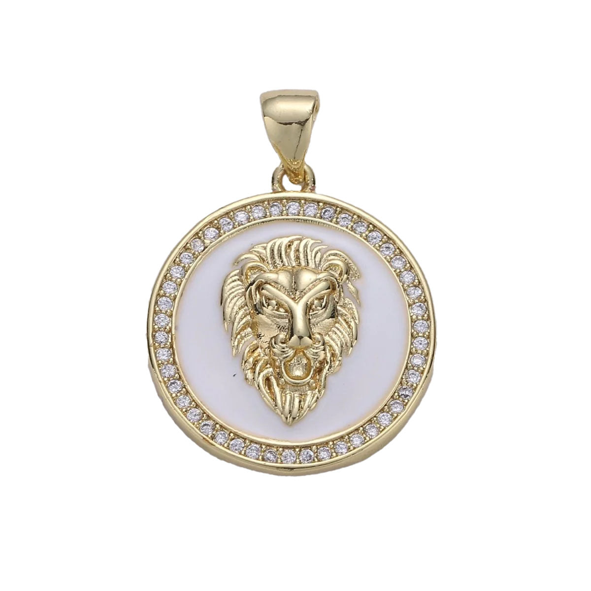 A 14k gold filled lion medallion charm made perfectly for your custom made Pearly Pie charm necklace.