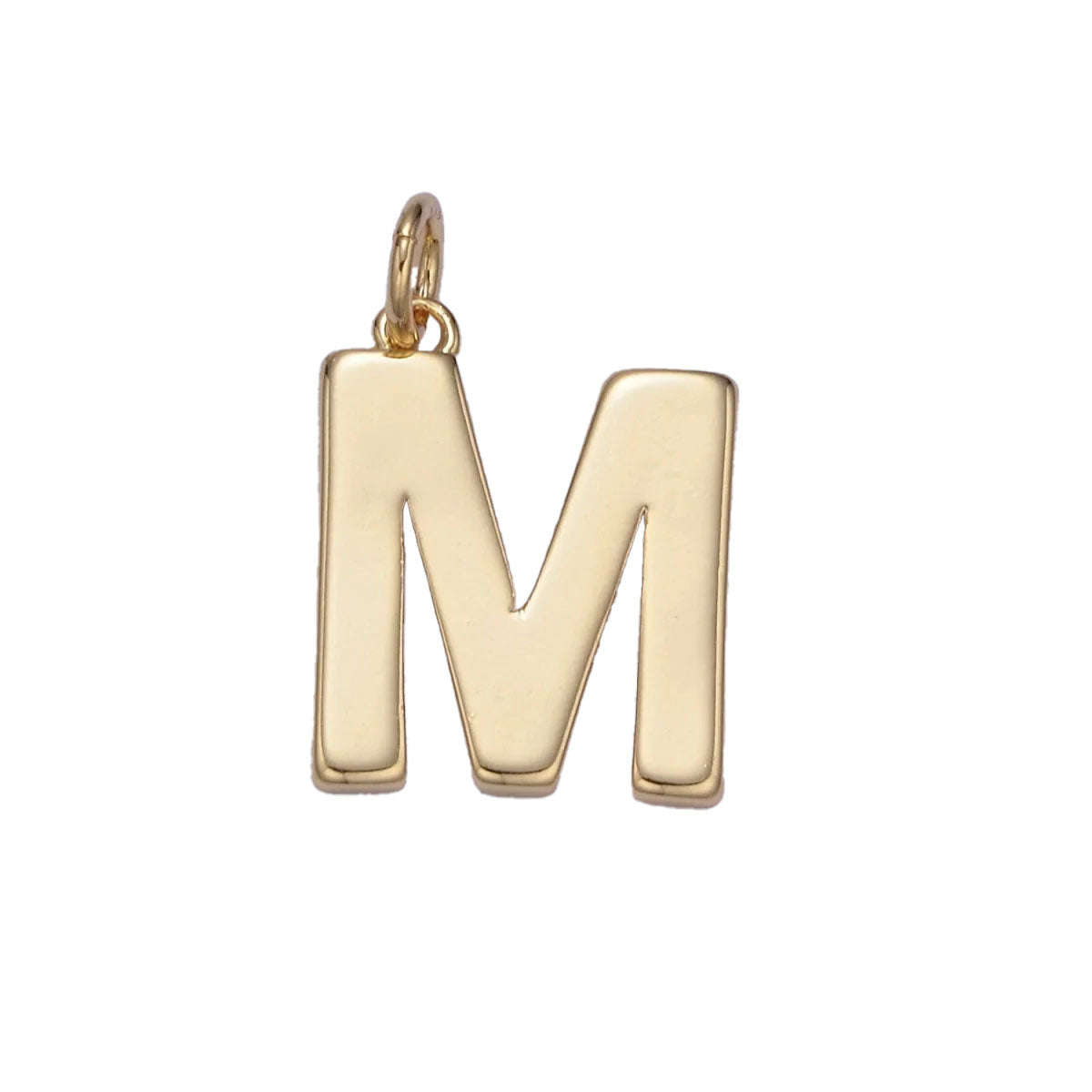 A simple 14k gold filled minimalist "M" charm for your perfect custom made charm necklace.