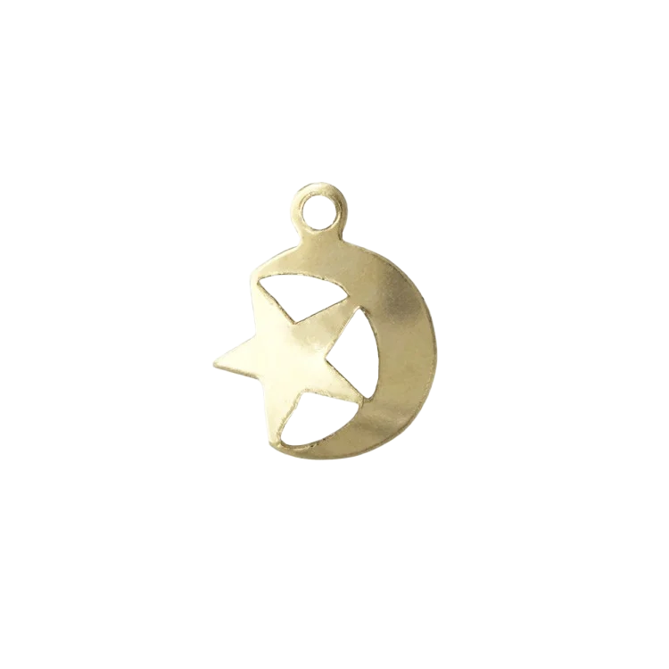 A 14k gold filled moon and star charm made perfectly for your custom made Pearly Pie charm jewelry.