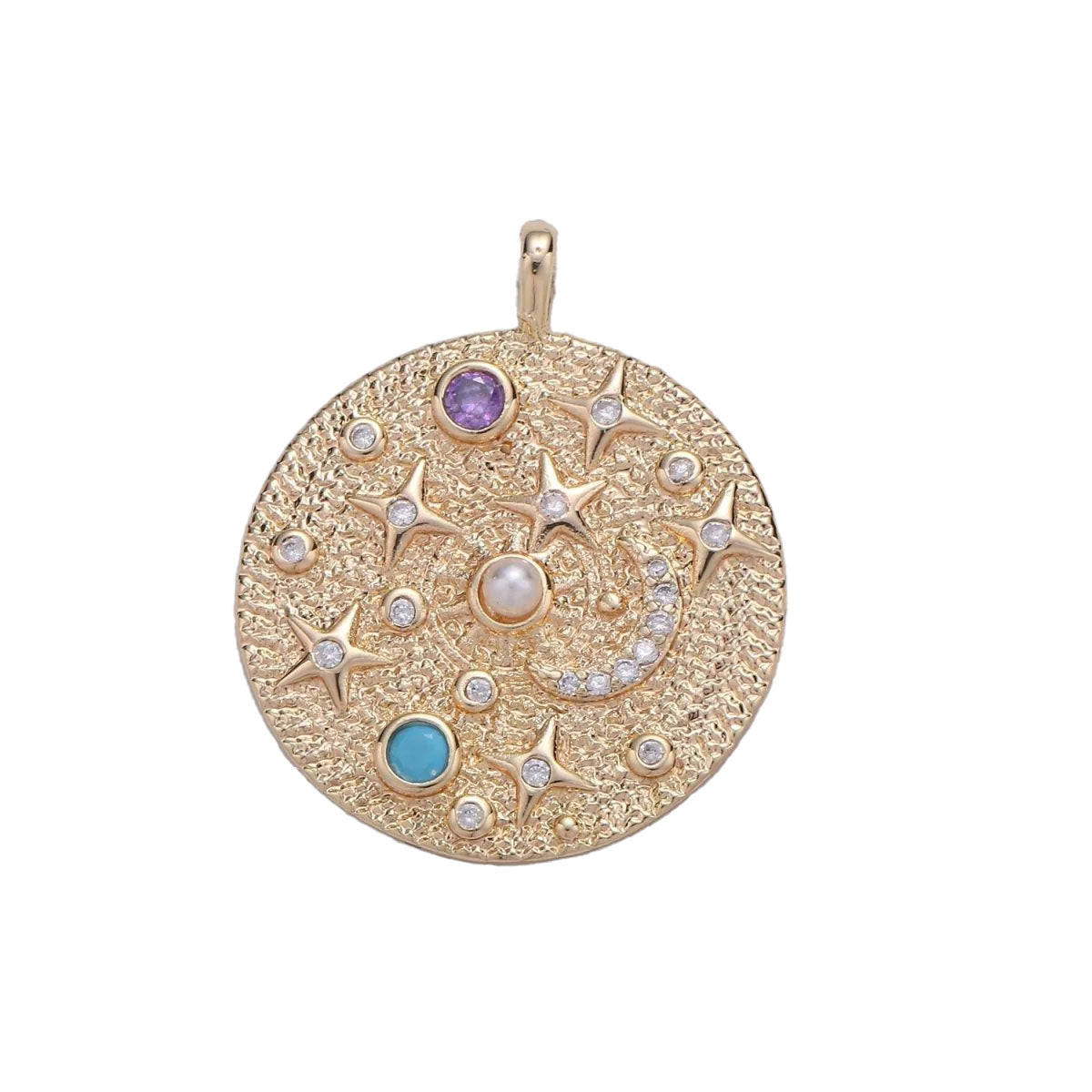 A simple 14k gold filled moon and star pendant charm for your perfect custom made charm necklace.