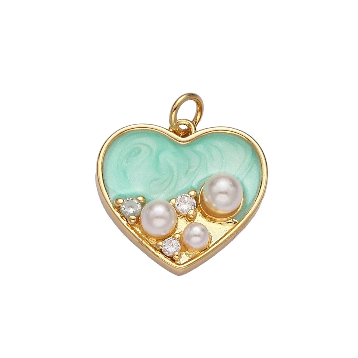 A 14k gold filled ocean heart charm made perfectly for your custom made Pearly Pie charm necklace.