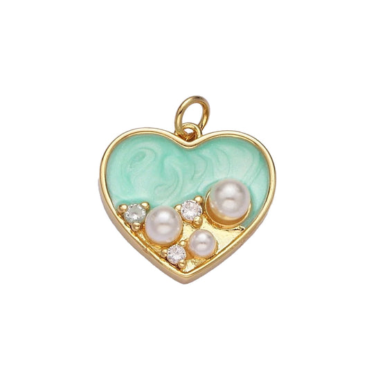 A 14k gold filled ocean heart charm made perfectly for your custom made Pearly Pie charm necklace.