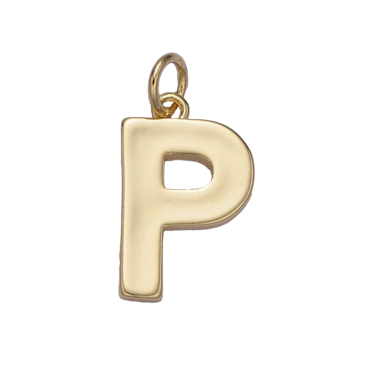 A simple 14k gold filled minimalist "P" charm for your perfect custom made charm necklace.