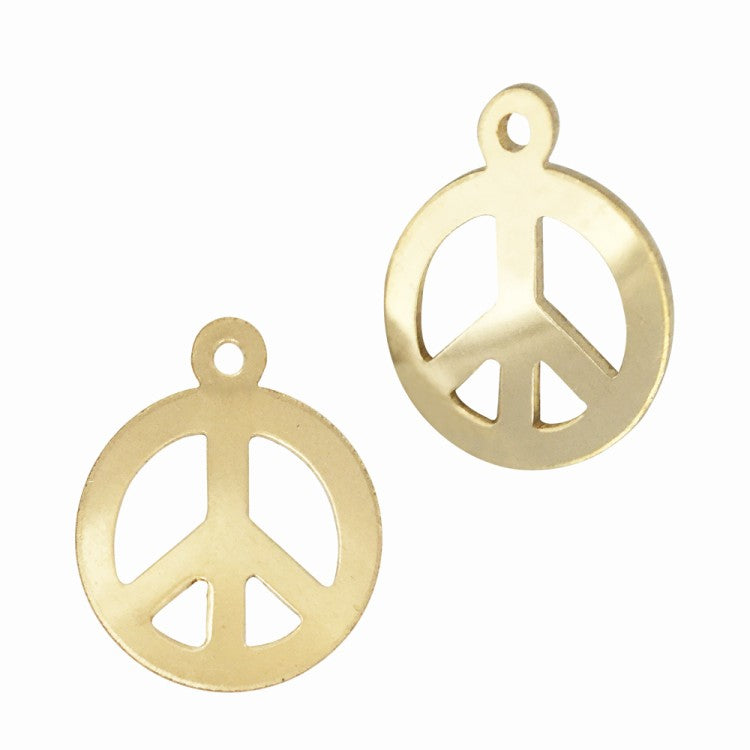 A 14k gold filled peace sign charm made perfectly for your custom made Pearly Pie charm jewelry.