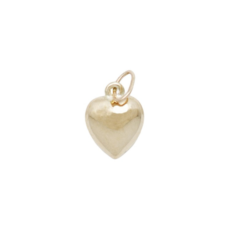 A 14k gold filled puffy heart charm made perfectly for your custom made Pearly Pie charm jewelry.