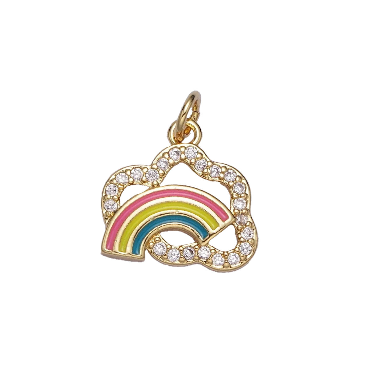 A simple 14k gold filled rainbow charm for your perfect custom made charm necklace.