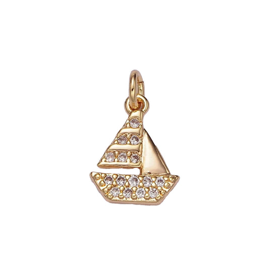 A 14k gold filled saiboat charm made perfectly for your custom made Pearly Pie charm necklace.