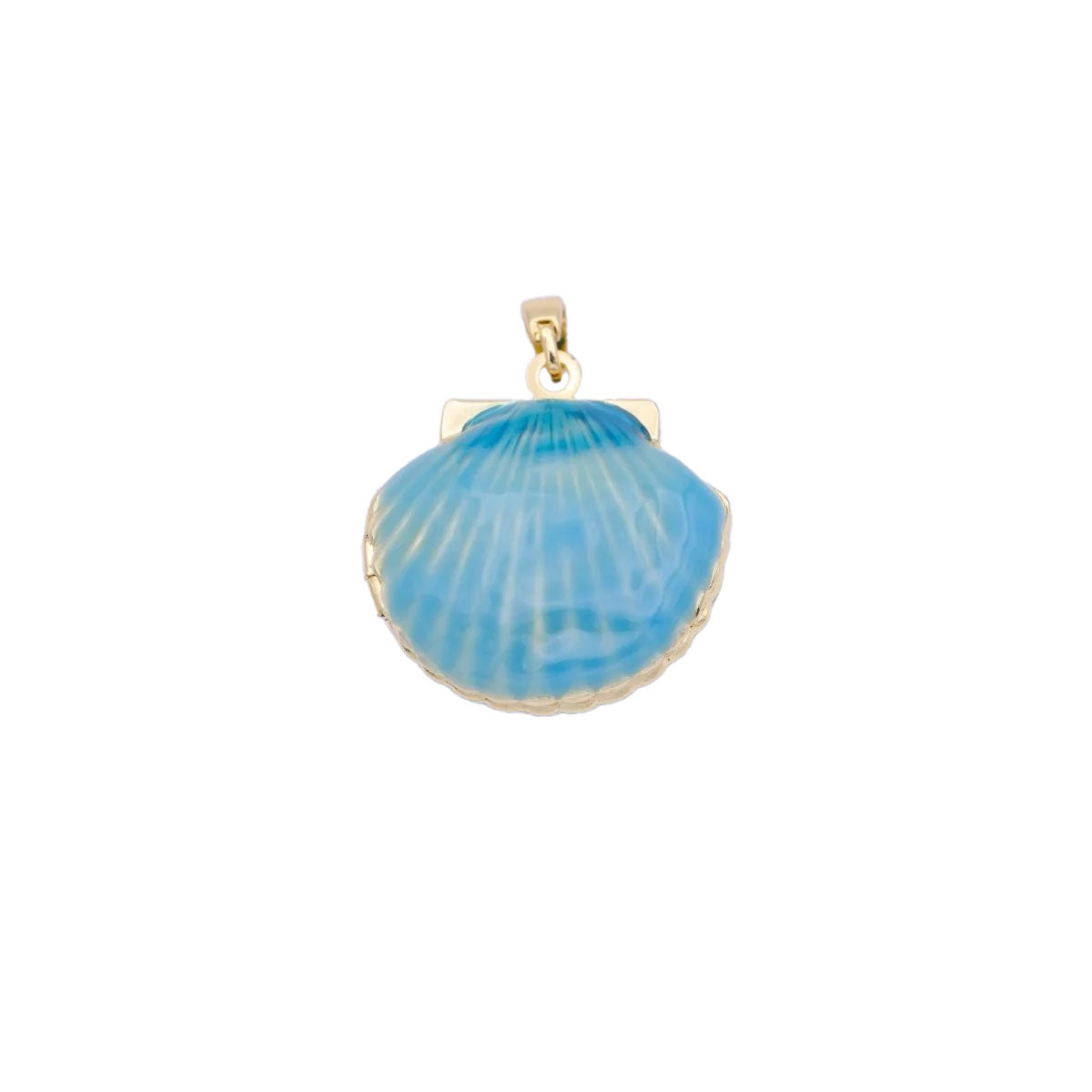 A simple 14k gold filled blue seashell charm for your perfect custom made charm necklace.