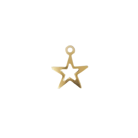 A 14k gold filled open star charm made perfectly for your custom made Pearly Pie charm jewelry.