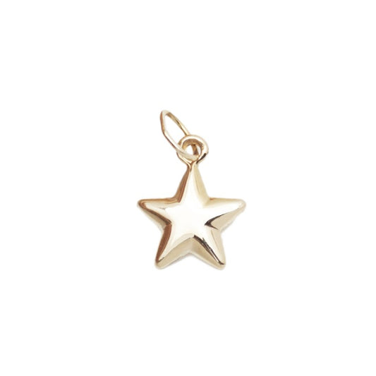 A 14k gold filled puffy star charm made perfectly for your custom made Pearly Pie charm jewelry.