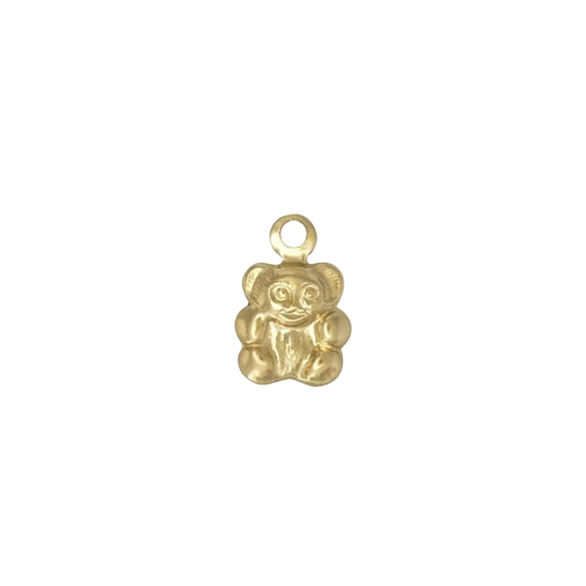 A 14k gold filled miniature teddy bear charm made perfectly for your custom made Pearly Pie charm jewelry.