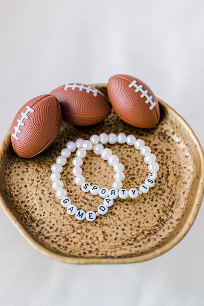 handmade pearl beaded bracelets with white letter beads